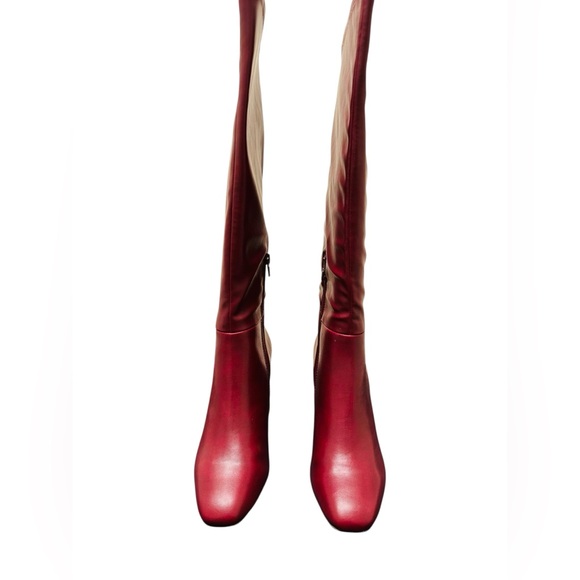 Madden Girl Wise Bordeaux Knee High Boots 6.5 Wide Calf Block Heel Wine NWOT - Picture 9 of 16